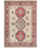 Hand Knotted Kazak Wool Rug 4' 11" X 7' 1" 4' 11" X 7' 1" (150 X 216) / Ivory / Red