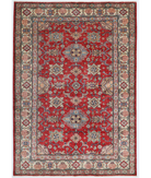 Hand Knotted Kazak Wool Rug 4' 9" X 6' 8" 4' 9" X 6' 8" (145 X 203) / Red / Ivory