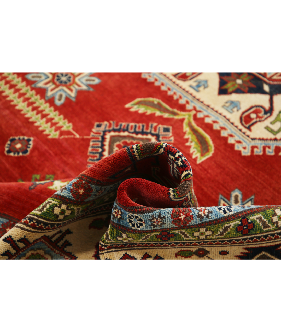 Kazak 9' 0" X 11' 7" Hand-Knotted Wool Rug 9' 0" X 11' 7" (274 X 353) / Red / Ivory