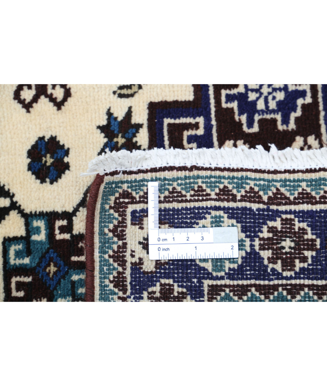 Kazak 2'3'' X 3'9'' Hand-Knotted Wool Rug 2'3'' x 3'9'' (68 X 113) / Ivory / Blue