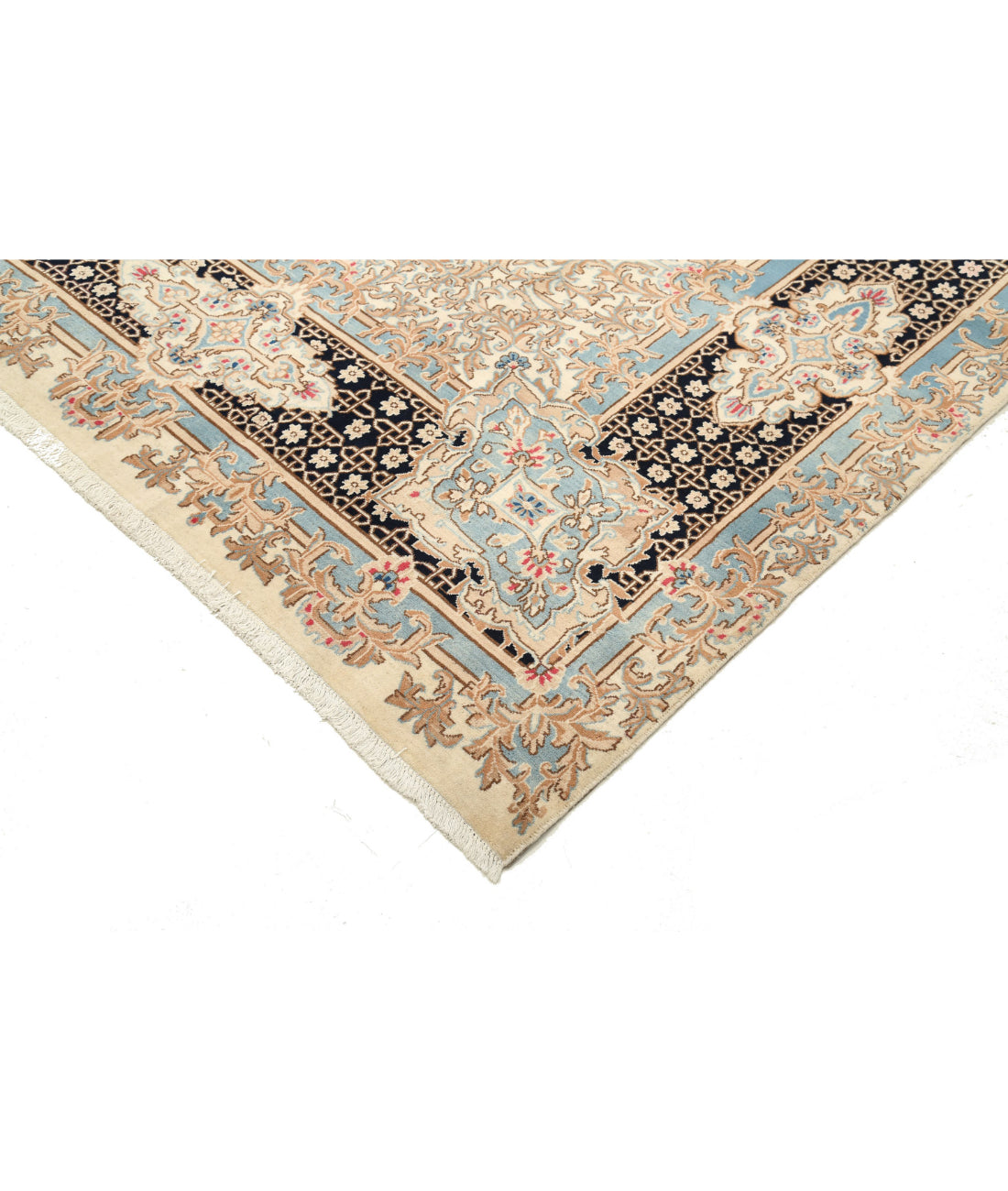 Kerman 9'11'' X 13'8'' Hand-Knotted Wool Rug 9'11'' x 13'8'' (298 X 410) / Ivory / Blue