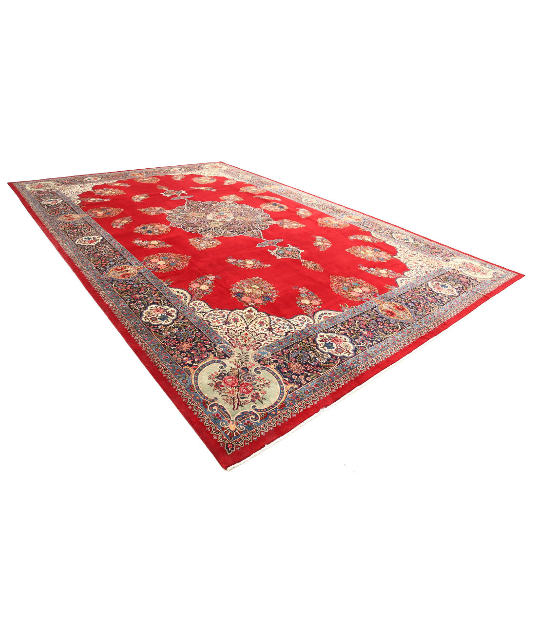 Kerman 11'6'' X 17'5'' Hand-Knotted Wool Rug 11'6'' x 17'5'' (345 X 523) / Red / Blue