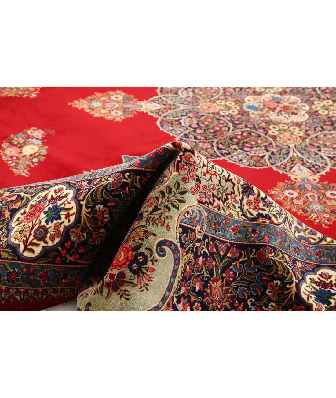 Kerman 11'6'' X 17'5'' Hand-Knotted Wool Rug 11'6'' x 17'5'' (345 X 523) / Red / Blue