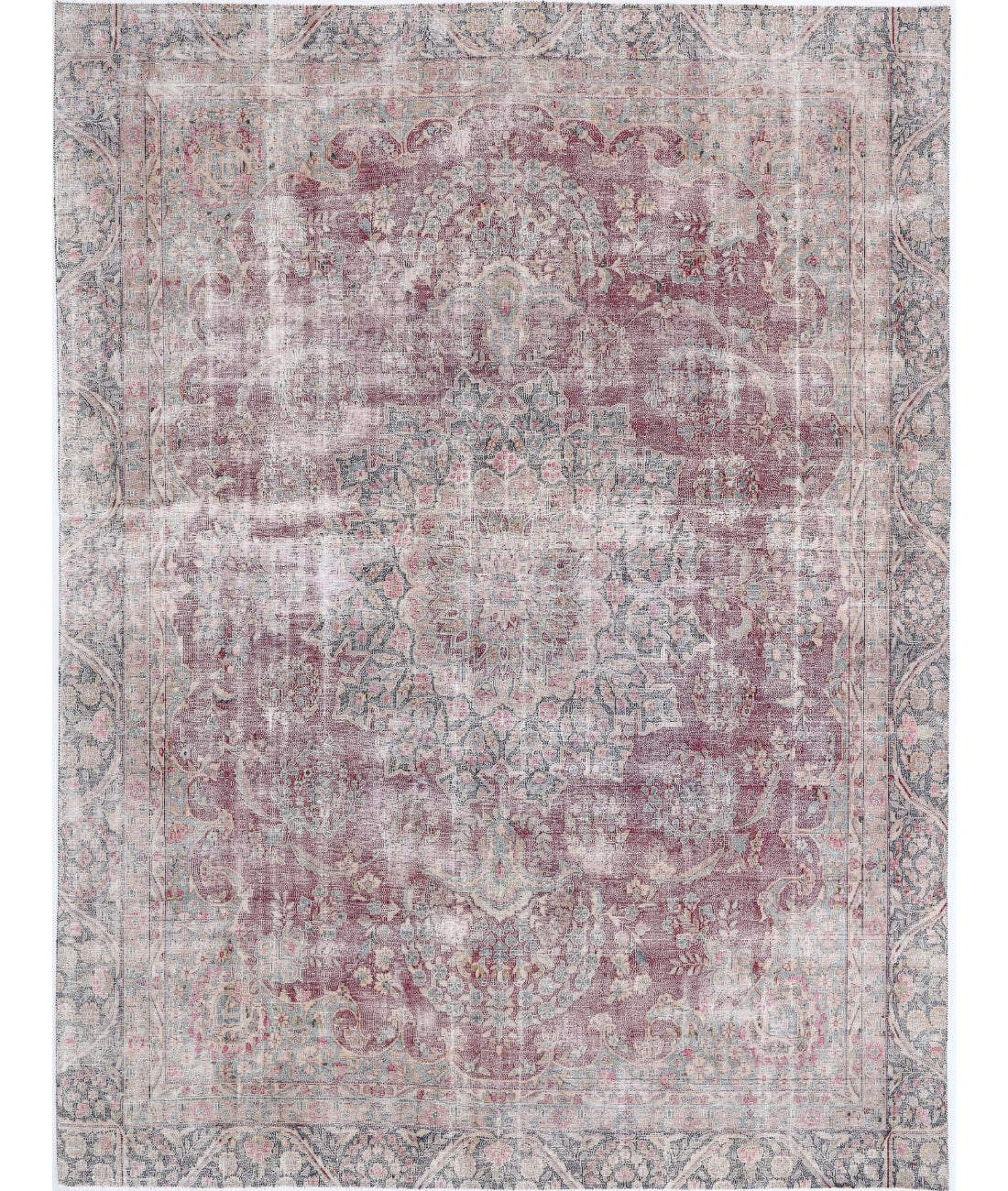 Vintage 8'5'' X 11'2'' Hand-Knotted Wool Rug 8'5'' x 11'2'' (253 X 335) / Burgundy / Blue