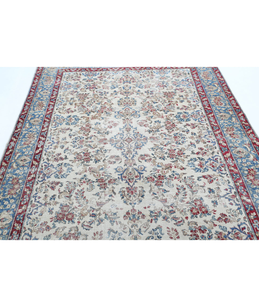 Kerman 5'10'' X 8'6'' Hand-Knotted Wool Rug 5'10'' x 8'6'' (175 X 255) / Ivory / Blue