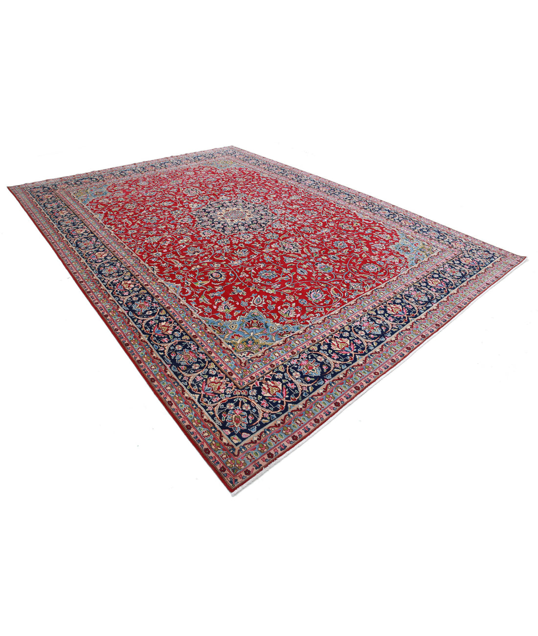 Kerman 9'10'' X 13'8'' Hand-Knotted Wool Rug 9'10'' x 13'8'' (295 X 410) / Red / Blue