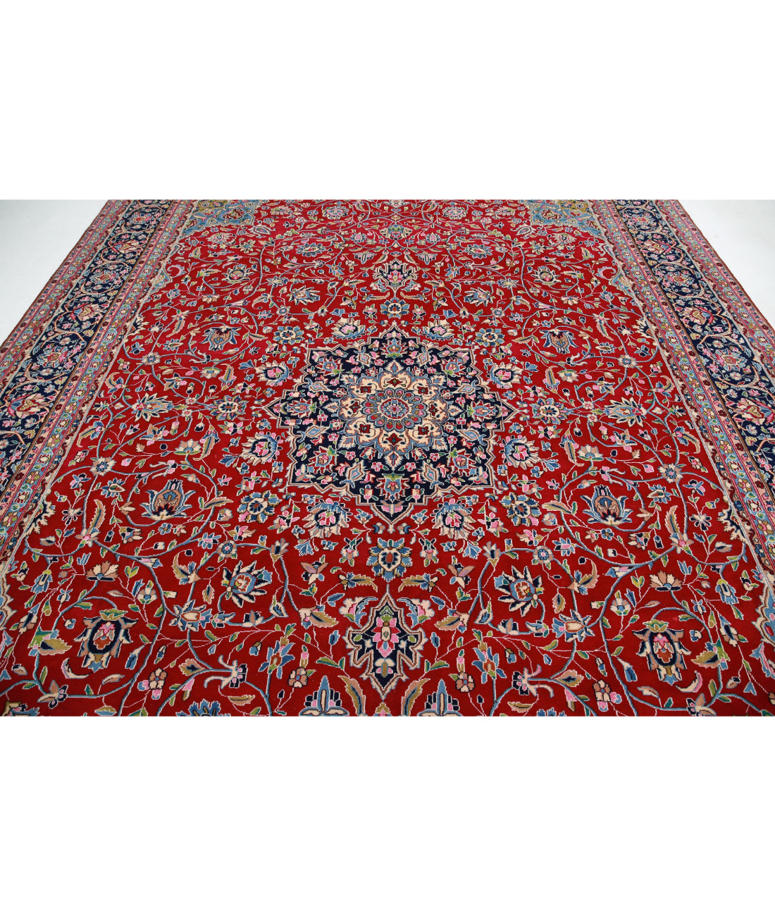 Kerman 9'10'' X 13'8'' Hand-Knotted Wool Rug 9'10'' x 13'8'' (295 X 410) / Red / Blue