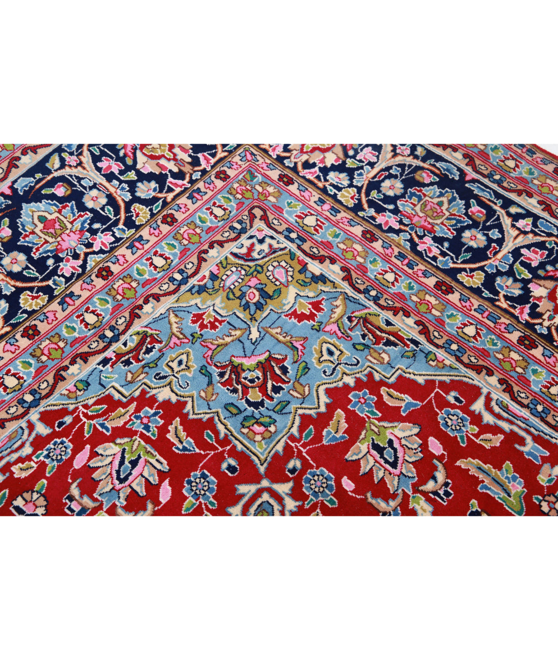 Kerman 9'10'' X 13'8'' Hand-Knotted Wool Rug 9'10'' x 13'8'' (295 X 410) / Red / Blue