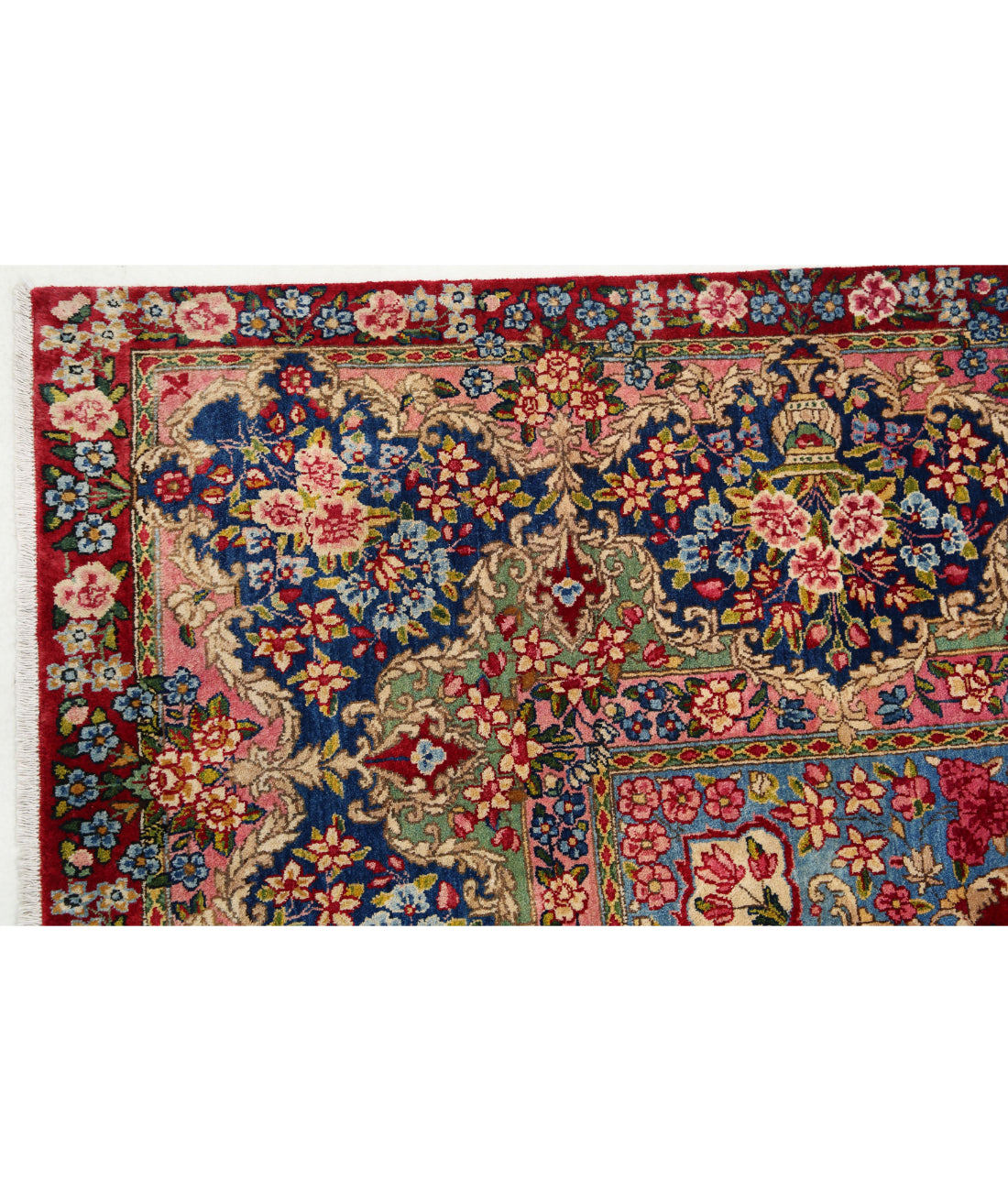 Kerman 9'11'' X 13'9'' Hand-Knotted Wool Rug 9'11'' x 13'9'' (298 X 413) / Red / Blue