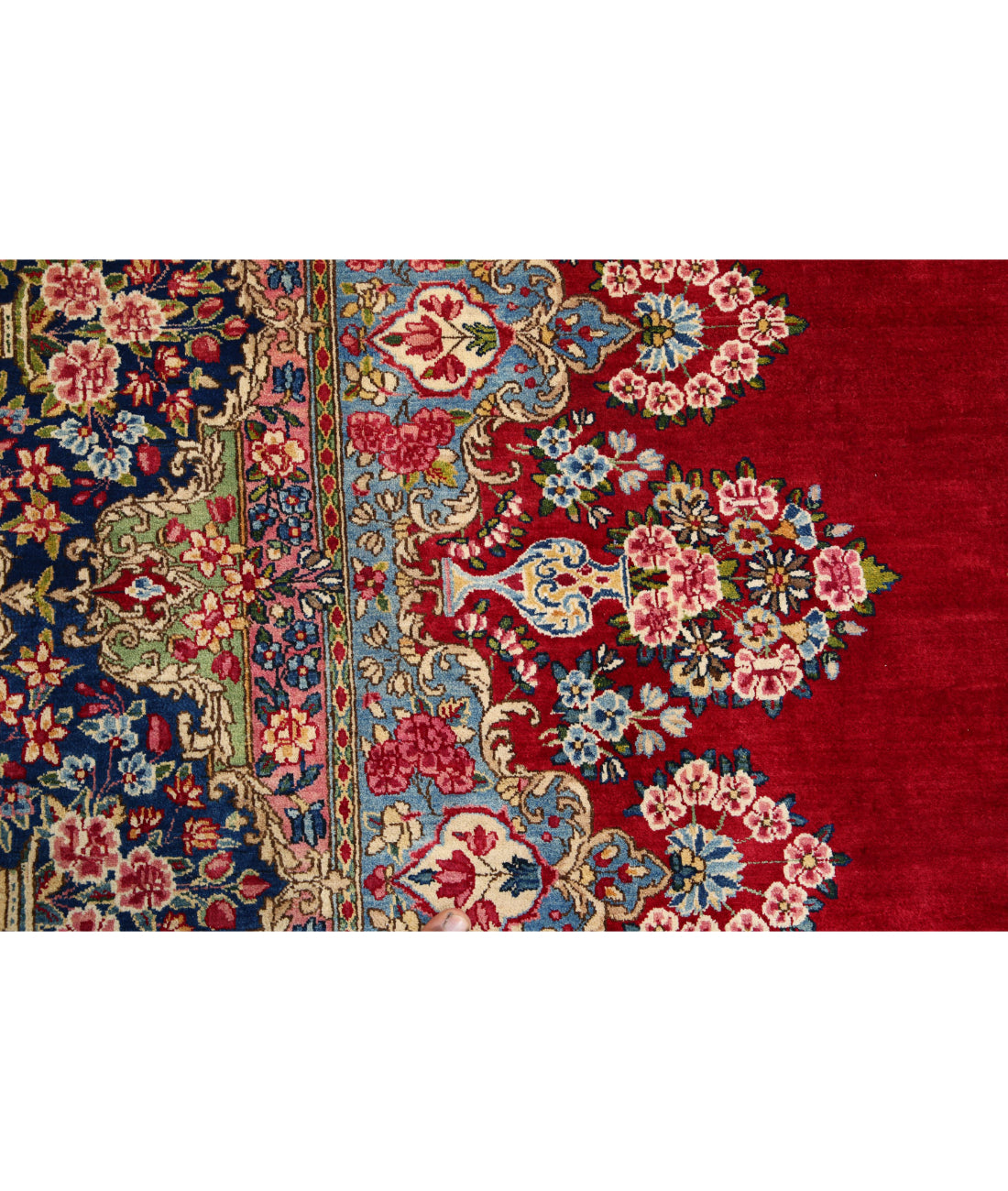 Kerman 9'11'' X 13'9'' Hand-Knotted Wool Rug 9'11'' x 13'9'' (298 X 413) / Red / Blue