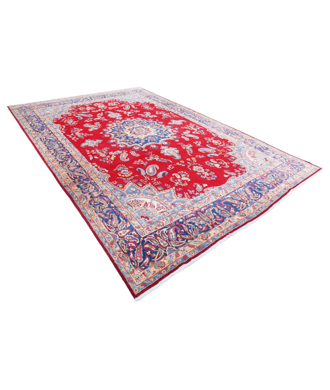 Kerman 8'5'' X 12'7'' Hand-Knotted Wool Rug 8'5'' x 12'7'' (253 X 378) / Red / Blue