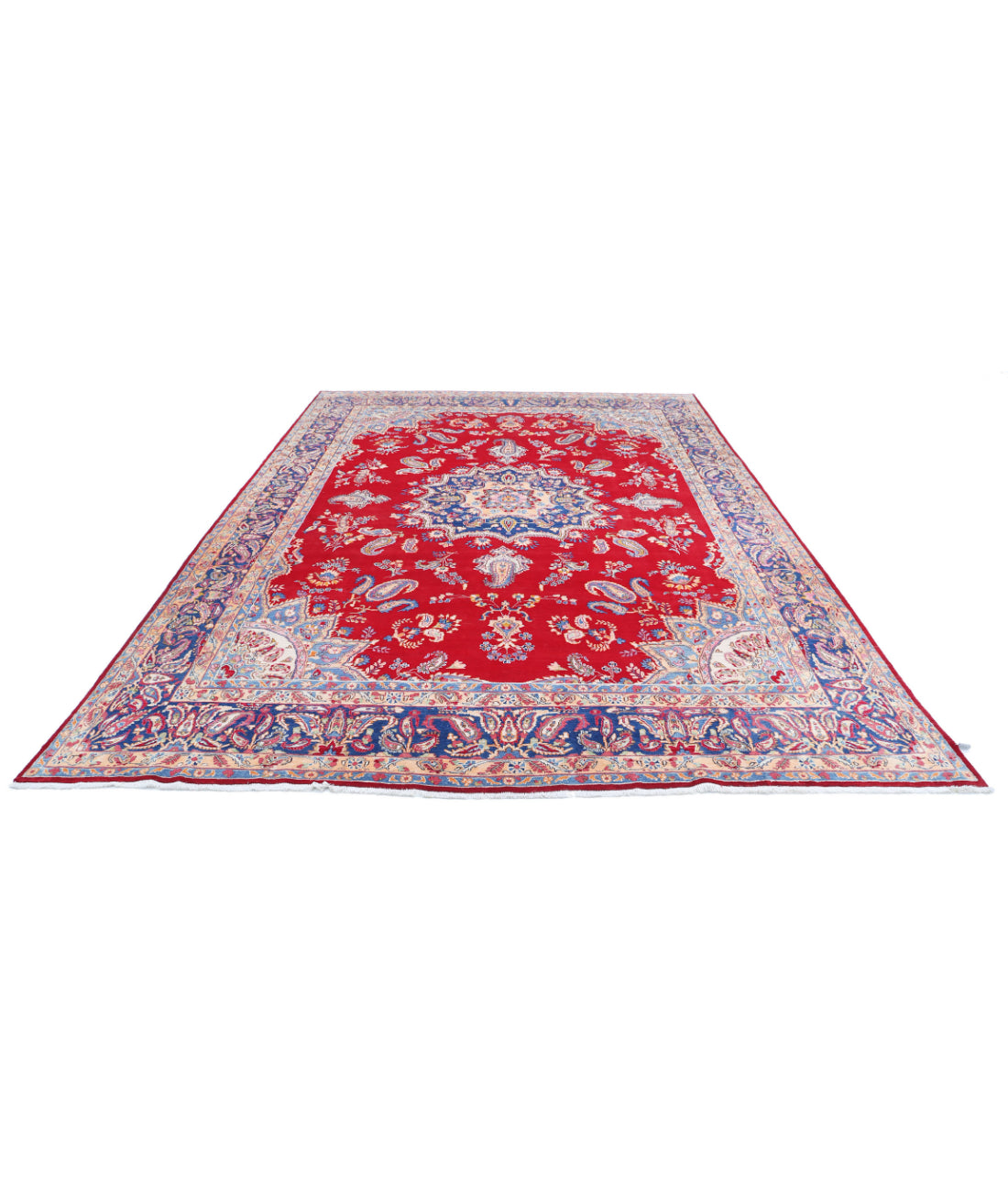 Kerman 8'5'' X 12'7'' Hand-Knotted Wool Rug 8'5'' x 12'7'' (253 X 378) / Red / Blue