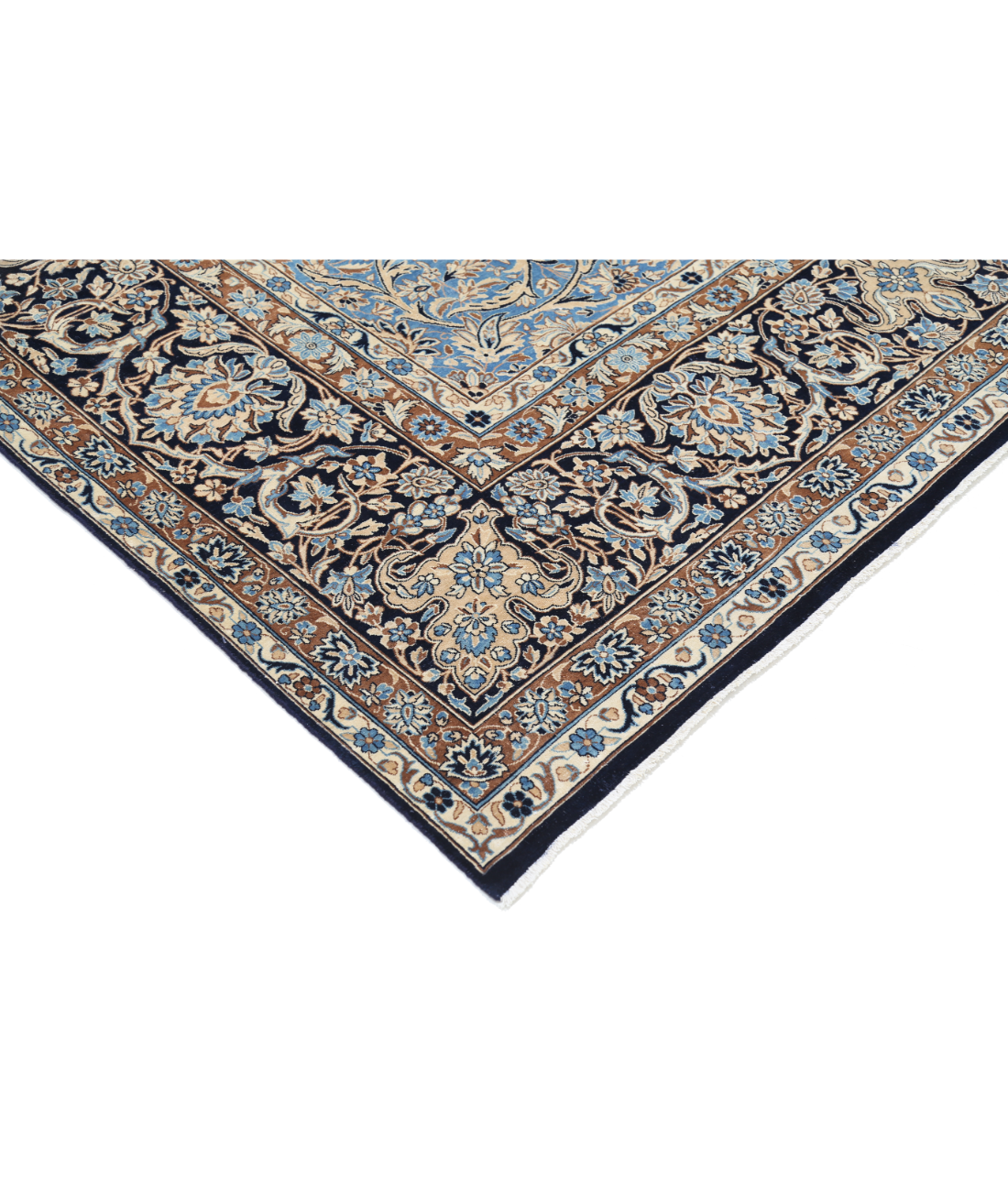 Hand Knotted Kerman Wool Rug 11' 8" X 16' 10" 11' 8" X 16' 10" (356 X 513) / Blue / Taupe