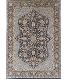 Hand Knotted Kerman Wool Rug 11' 8" X 16' 10" 11' 8" X 16' 10" (356 X 513) / Blue / Taupe