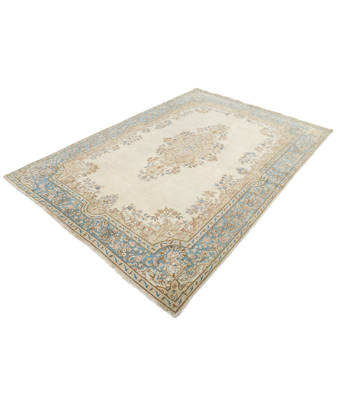 Kerman 5'11'' X 8'8'' Hand-Knotted Wool Rug 5'11'' x 8'8'' (178 X 260) / Beige / Blue