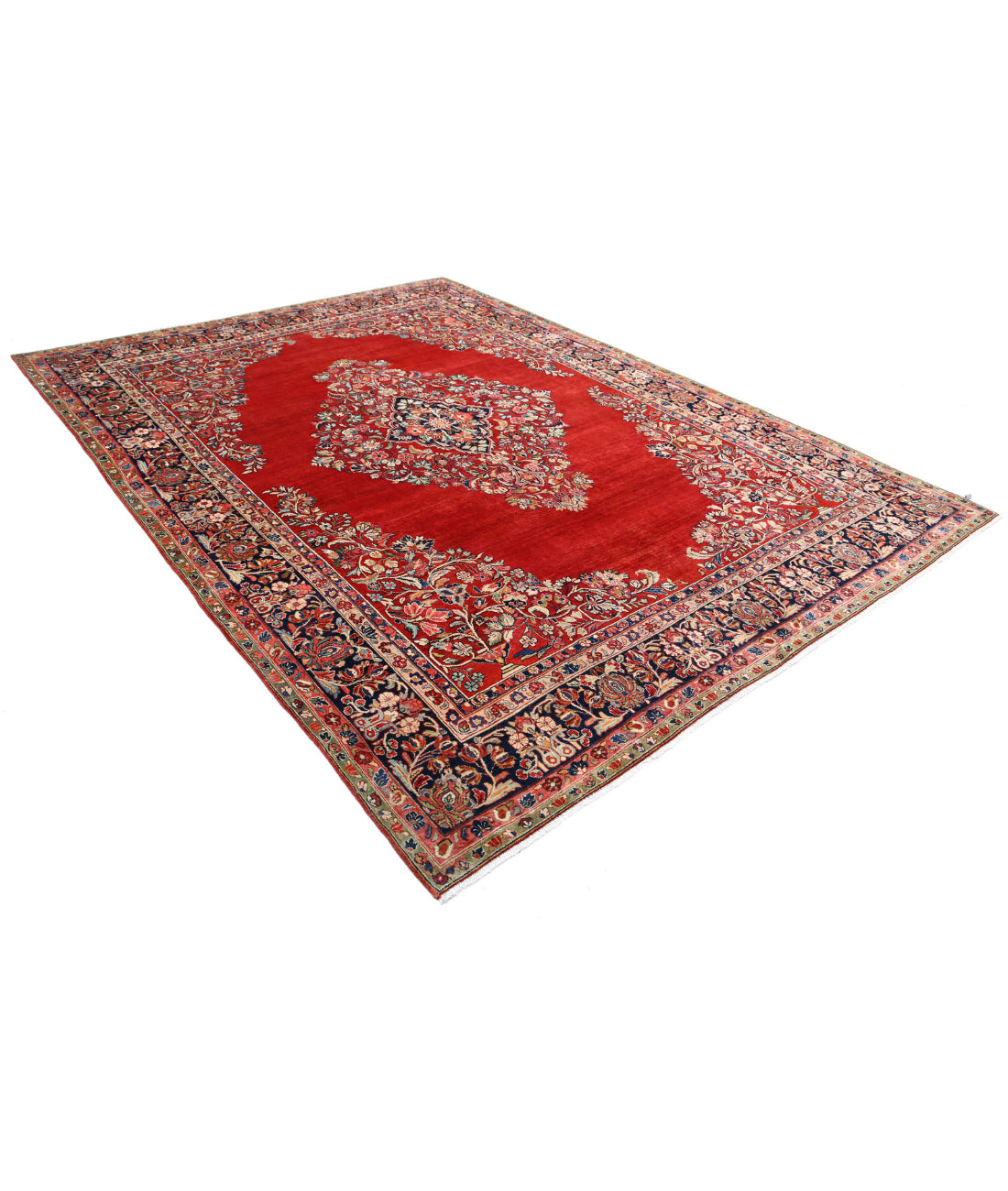 Kerman 8'4'' X 11'4'' Hand-Knotted Wool Rug 8'4'' x 11'4'' (250 X 340) / Red / Blue