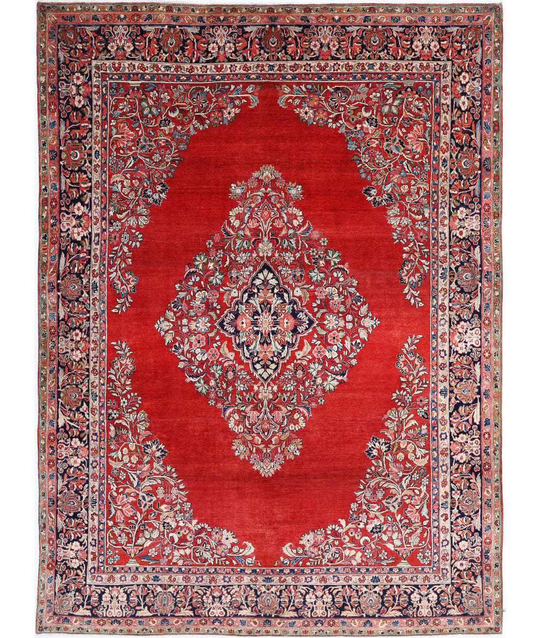 Kerman 8'4'' X 11'4'' Hand-Knotted Wool Rug 8'4'' x 11'4'' (250 X 340) / Red / Blue