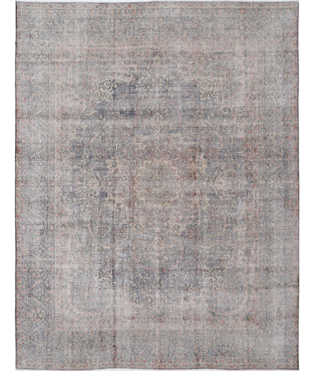 Kerman 9'9'' X 12'8'' Hand-Knotted Wool Rug 9'9'' x 12'8'' (293 X 380) / Blue / Ivory