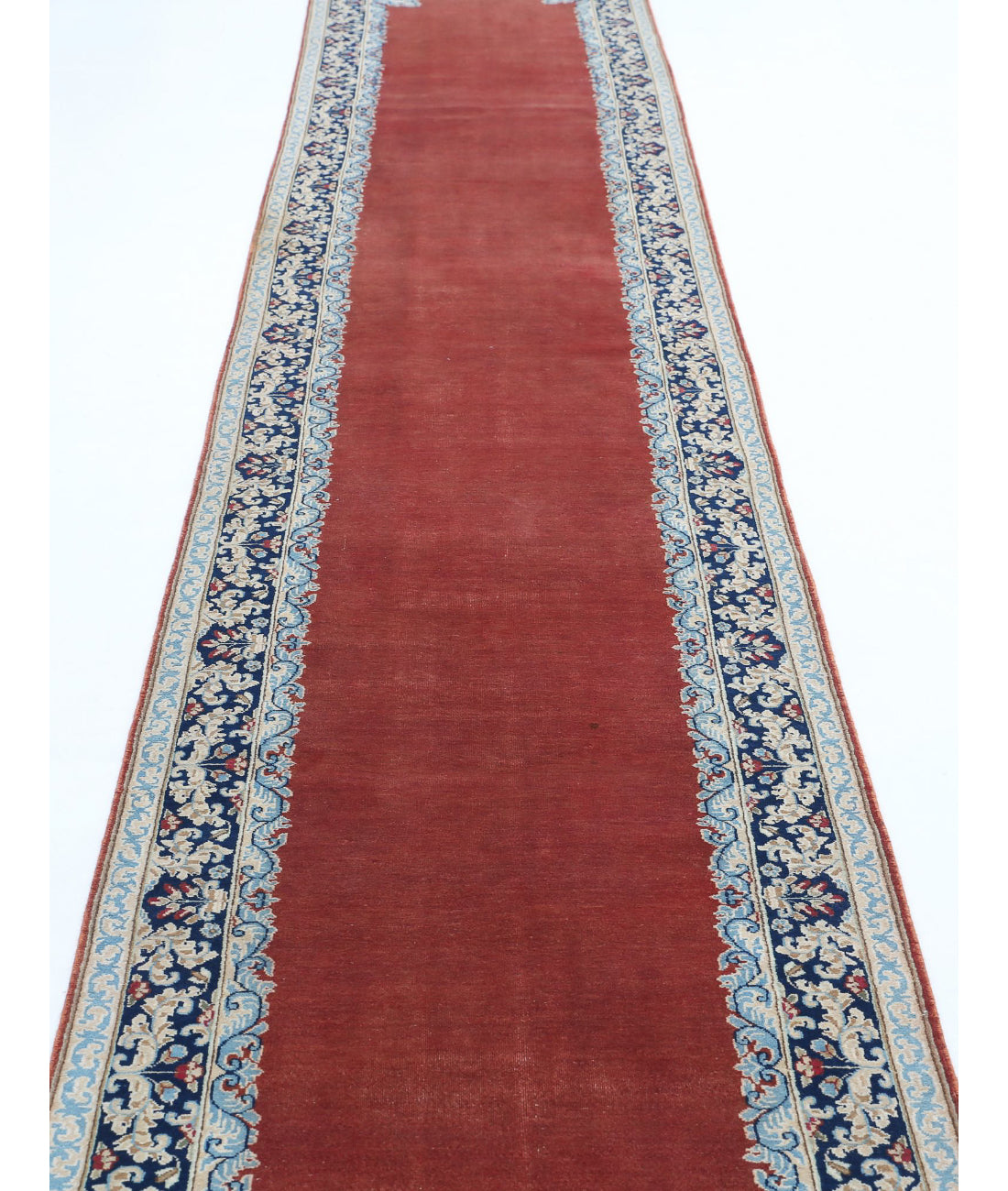 Kerman 2'9'' X 17'4'' Hand-Knotted Wool Rug 2'9'' x 17'4'' (83 X 520) / Rust / Blue