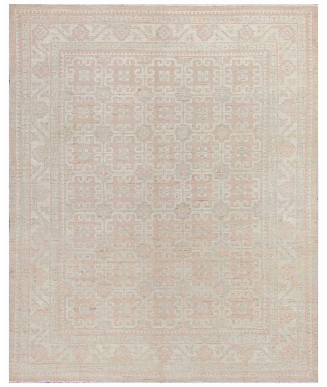 Hand Knotted Khotan Wool Rug 8' 5" X 10' 2" 8' 5" X 10' 2" (257 X 310) / Taupe / Ivory