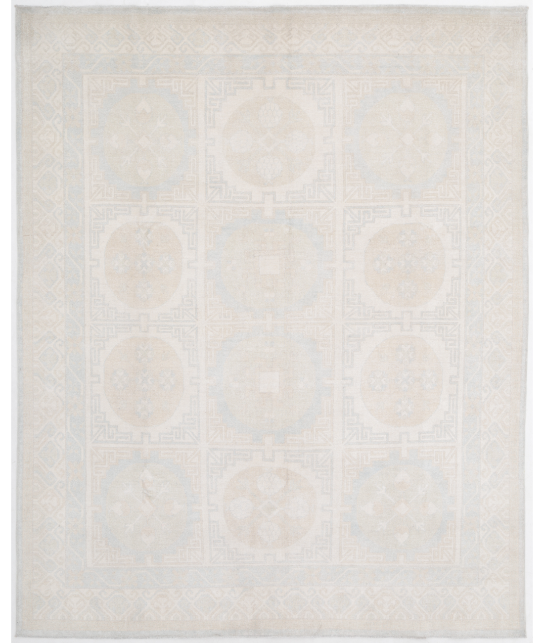 Hand Knotted Khotan Wool Rug 8' 6" X 10' 6" 8' 6" X 10' 6" (259 X 320) / Blue / Ivory