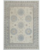 Hand Knotted Khotan Wool Rug 9' 10" X 13' 10" 9' 10" X 13' 10" (300 X 422) / Ivory / Blue