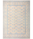 Hand Knotted Khotan Wool Rug 9' 8" X 14' 1" 9' 8" X 14' 1" (295 X 429) / Ivory / Blue