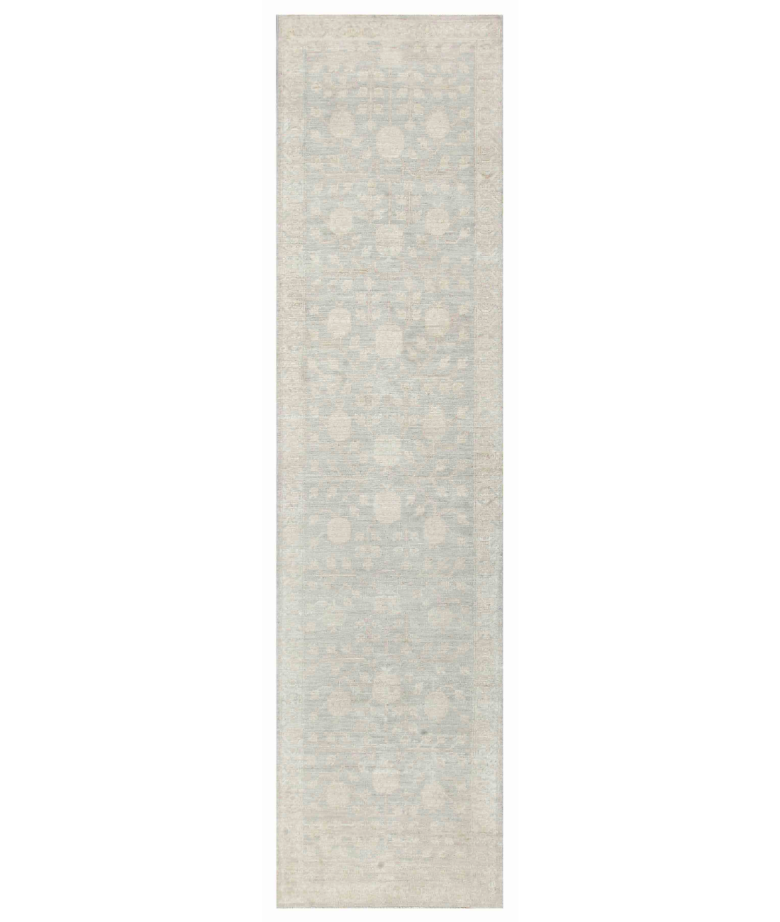 Hand Knotted Khotan Wool Rug 2' 8" X 10' 4" 2' 8" X 10' 4" (81 X 315) / Grey / Ivory