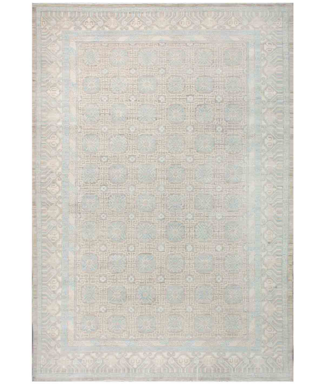 Hand Knotted Khotan Wool Rug 12' 0" X 17' 9" 12' 0" X 17' 9" (366 X 541) / Taupe / Ivory