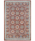 Hand Knotted Khotan Wool Rug 6' 0" X 9' 0" 6' 0" X 9' 0" (183 X 274) / Rust / Blue