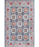 Hand Knotted Khotan Wool Rug 4' 11" X 7' 2" 4' 11" X 7' 2" (150 X 219) / Blue / Ivory