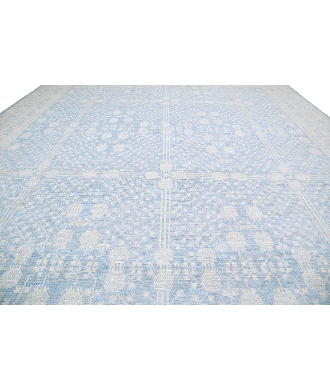 Khotan 17'5'' X 25'3'' Hand-Knotted Wool Rug 17'5'' x 25'3'' (523 X 758) / Blue / Ivory