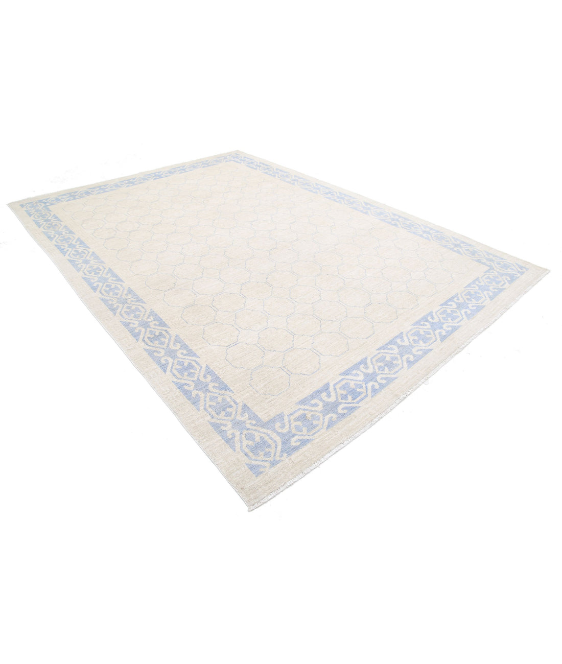 Khotan 8'5'' X 11'5'' Hand-Knotted Wool Rug 8'5'' x 11'5'' (253 X 343) / Ivory / Blue