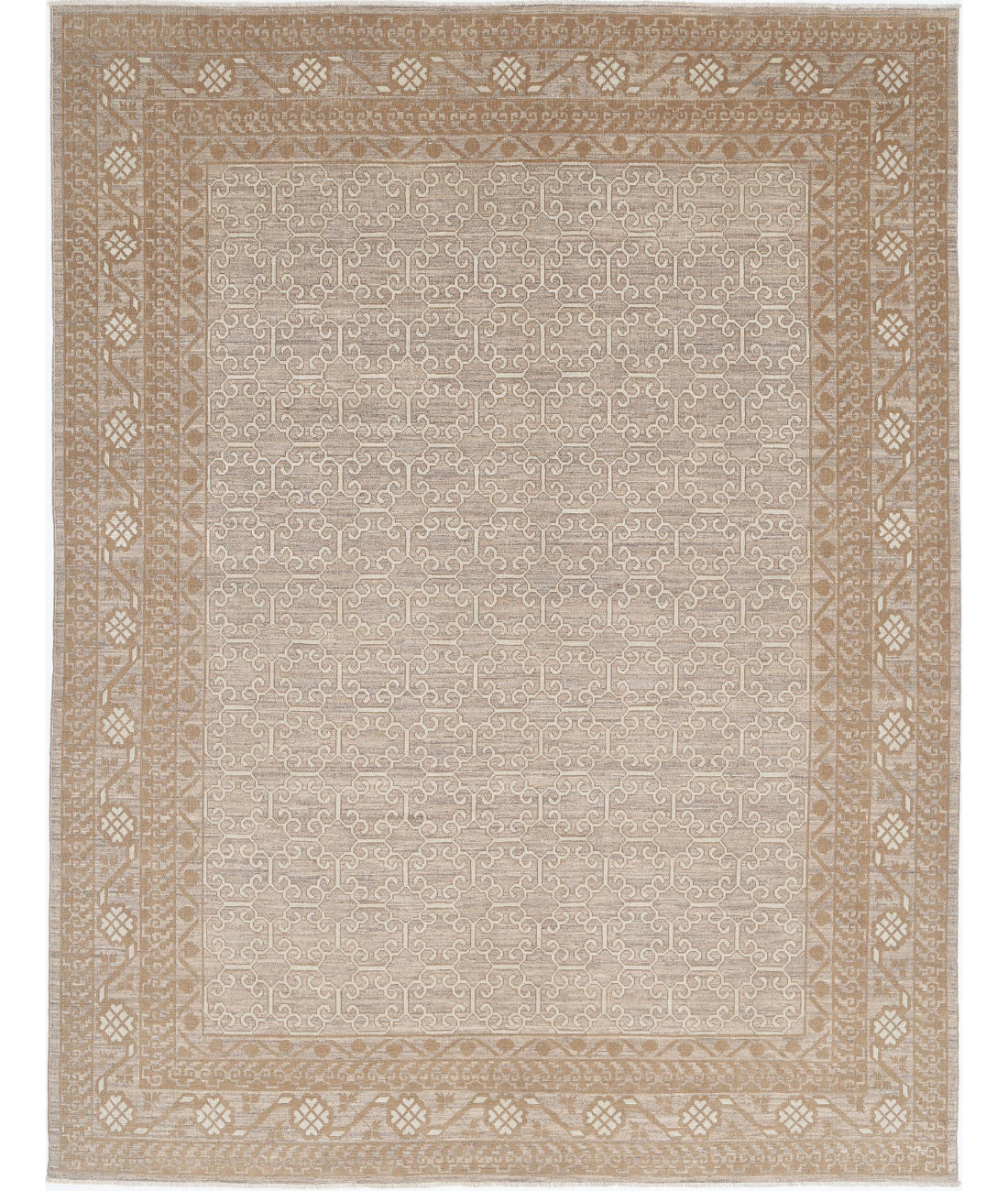 Khotan 9'0'' X 11'7'' Hand-Knotted Wool Rug 9'0'' x 11'7'' (270 X 348) / Grey / Brown