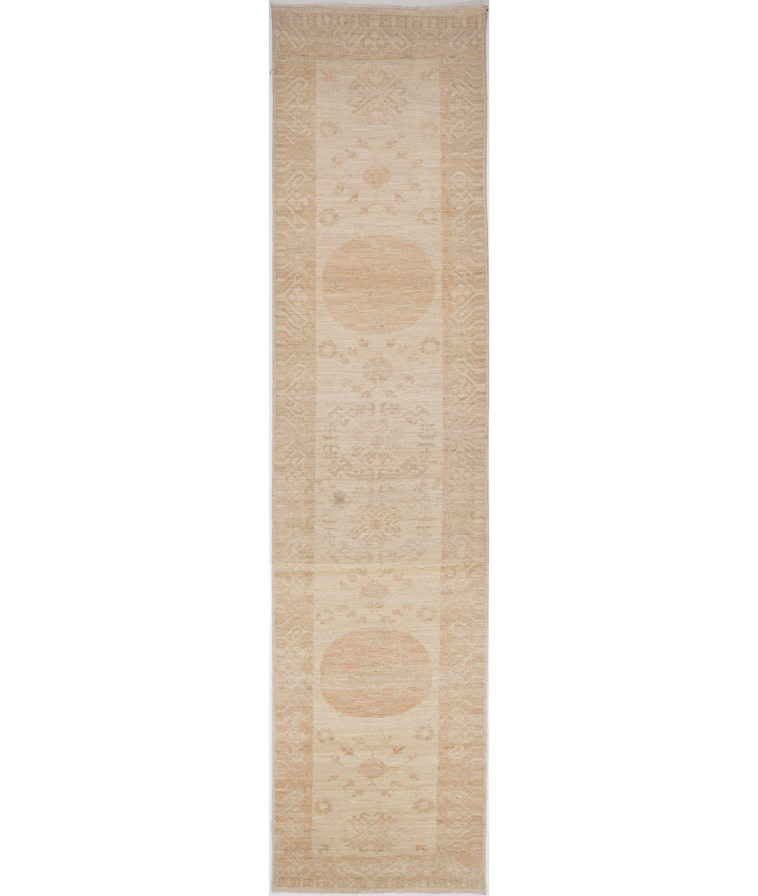 Khotan 2' 7" X 12' 8" Hand-Knotted Wool Rug 2' 7" X 12' 8" (79 X 386) / Ivory / Gold