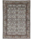 Khotan 5'6'' X 7'7'' Hand-Knotted Wool Rug 5'6'' x 7'7'' (165 X 228) / Grey / Ivory