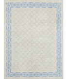 Hand Knotted Khotan Wool Rug 8' 9" X 11' 7" 8' 9" X 11' 7" (267 X 353) / Ivory / Blue
