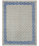 Hand Knotted Khotan Wool Rug 8' 1" X 11' 6" 8' 1" X 11' 6" (246 X 351) / Ivory / Blue