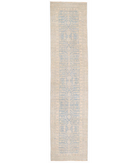 Hand Knotted Khotan Wool Rug 2' 7" X 11' 4" 2' 7" X 11' 4" (79 X 345) / Blue / Ivory