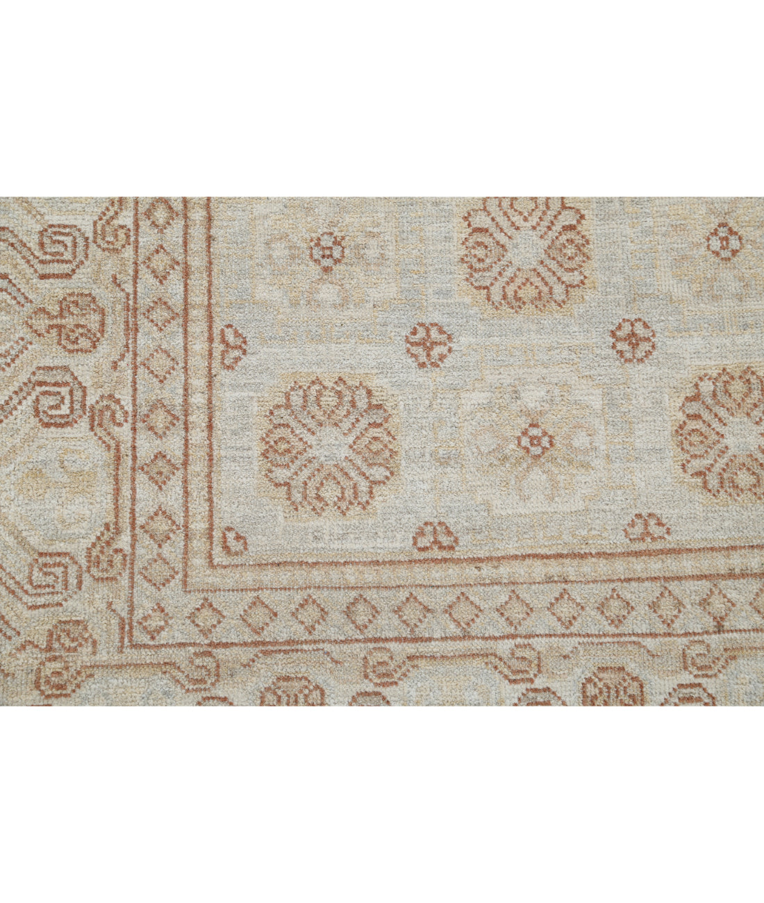 Khotan 4'10'' X 20'4'' Hand-Knotted Wool Rug 4'10'' x 20'4'' (145 X 610) / Grey / Ivory