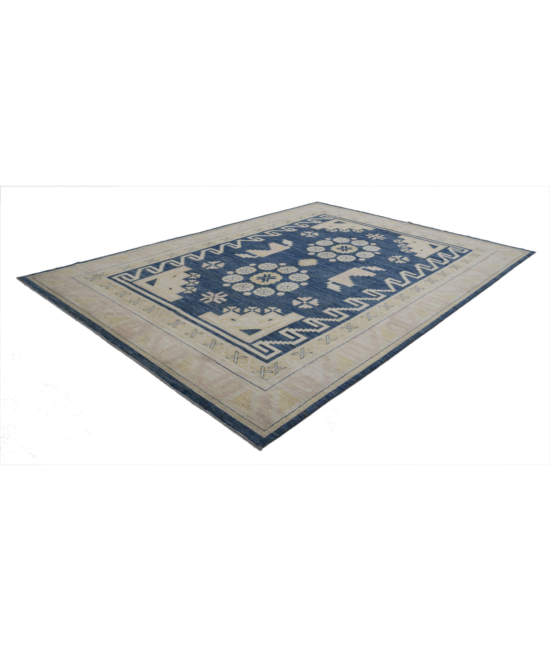 Khotan 8'10'' X 12'4'' Hand-Knotted Wool Rug 8'10'' x 12'4'' (265 X 370) / Blue / Ivory