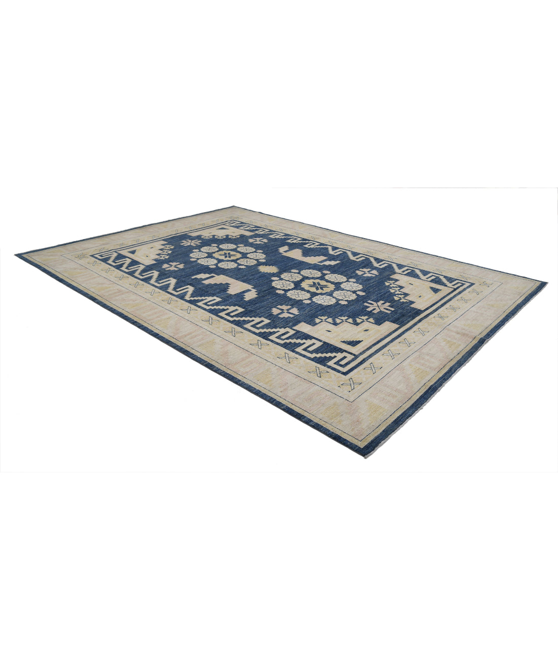 Khotan 8'10'' X 12'4'' Hand-Knotted Wool Rug 8'10'' x 12'4'' (265 X 370) / Blue / Ivory