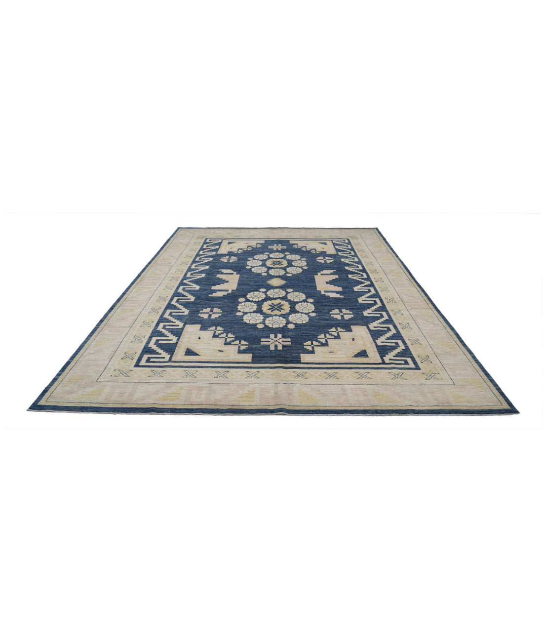 Khotan 8'10'' X 12'4'' Hand-Knotted Wool Rug 8'10'' x 12'4'' (265 X 370) / Blue / Ivory