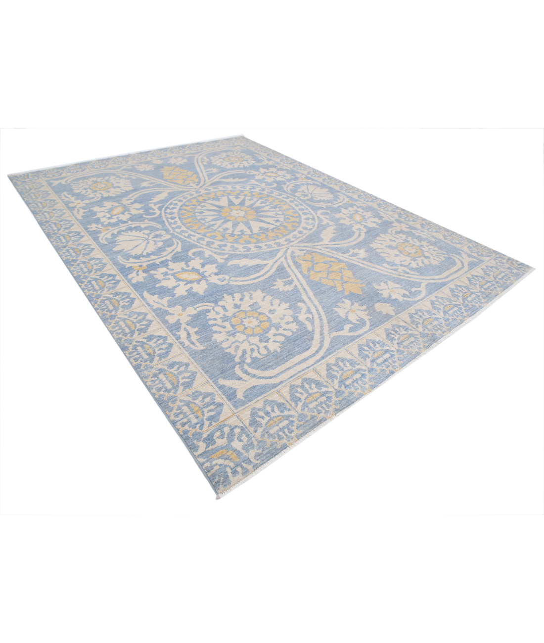 Khotan 8'10'' X 11'10'' Hand-Knotted Wool Rug 8'10'' x 11'10'' (265 X 355) / Blue / Ivory