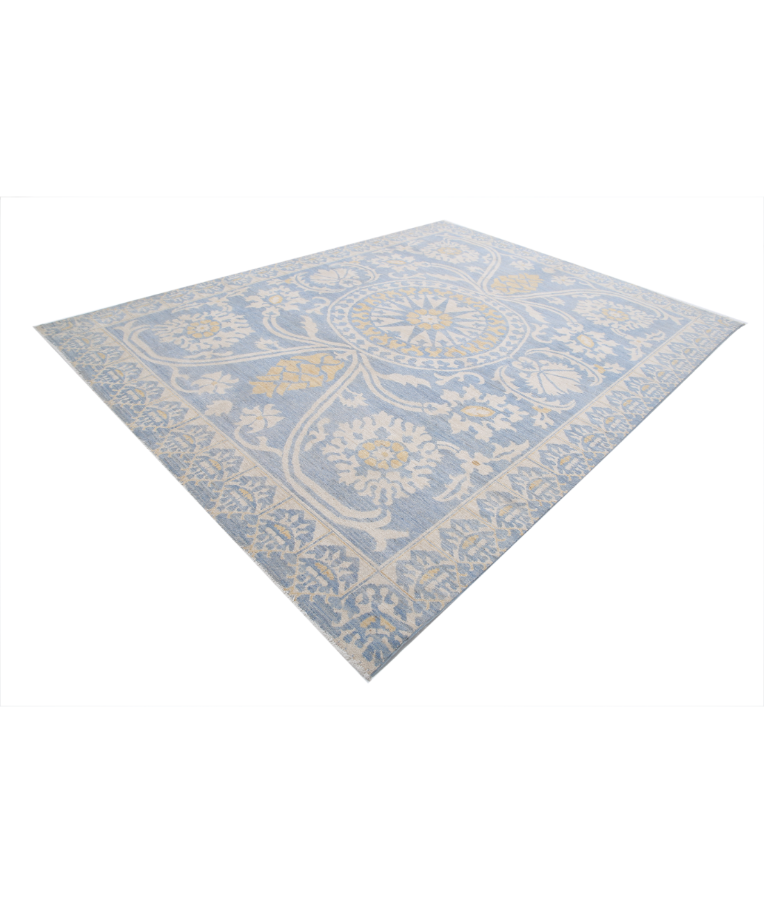 Khotan 8'10'' X 11'10'' Hand-Knotted Wool Rug 8'10'' x 11'10'' (265 X 355) / Blue / Ivory