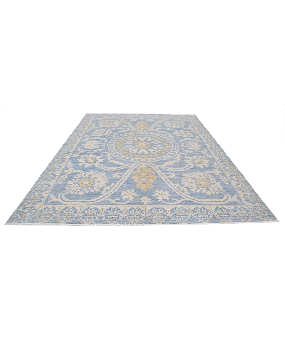 Khotan 8'10'' X 11'10'' Hand-Knotted Wool Rug 8'10'' x 11'10'' (265 X 355) / Blue / Ivory