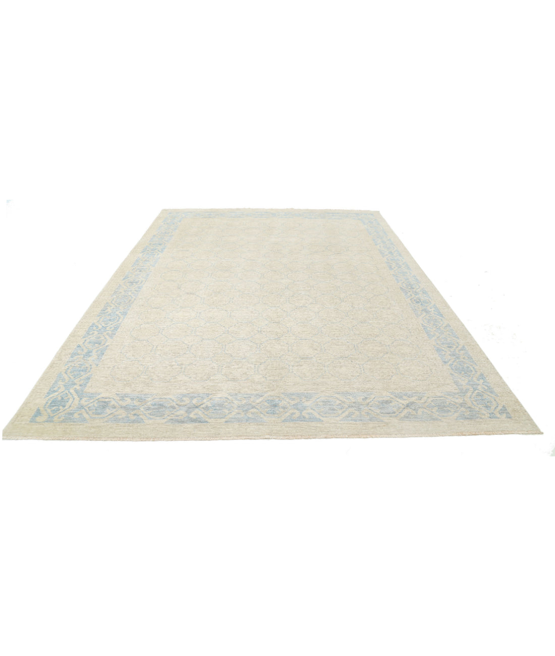 Khotan 8'8'' X 11'6'' Hand-Knotted Wool Rug 8'8'' x 11'6'' (260 X 345) / Ivory / Blue