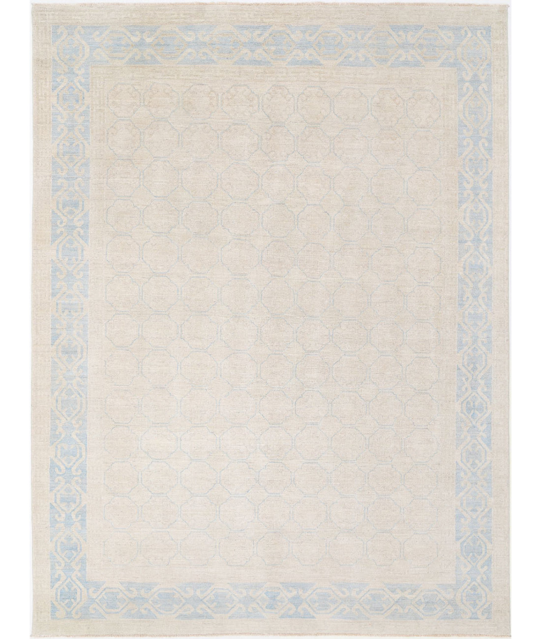 Khotan 8'8'' X 11'6'' Hand-Knotted Wool Rug 8'8'' x 11'6'' (260 X 345) / Ivory / Blue