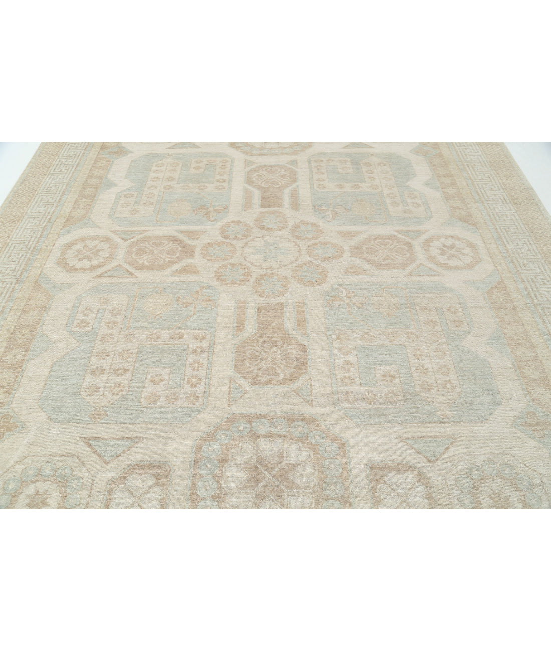 Khotan 9'1'' X 10'11'' Hand-Knotted Wool Rug 9'1'' x 10'11'' (273 X 328) / Ivory / Taupe