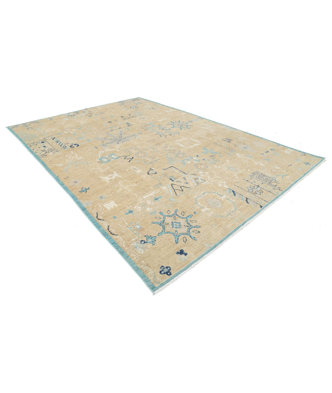 Khotan 8'10'' X 12'6'' Hand-Knotted Wool Rug 8'10'' x 12'6'' (265 X 375) / Gold / Blue